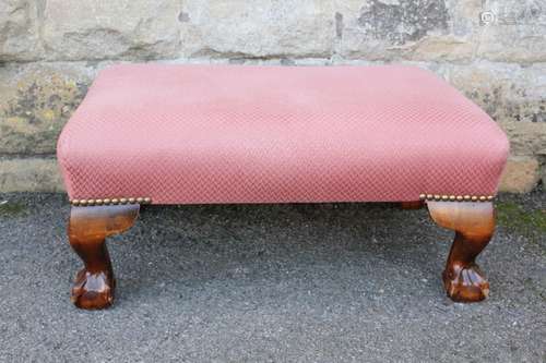 A Sitting Room Footstool, with pink upholstery, approx 41 x 60 cms