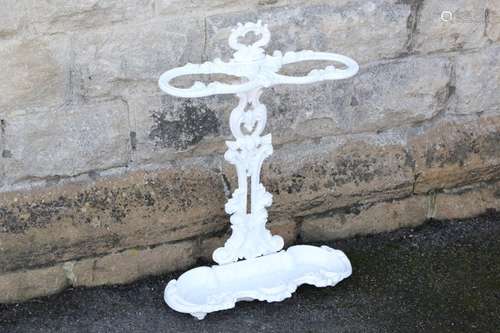 Cast Iron Umbrella Stand, in white enamel, monogram CGF to base, approx 67 x 55 cms