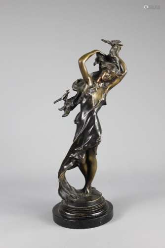 An Art Nouveau-Style Bronzed Figurine of a Lady; approx 36 cms h