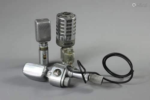 Three Reslo Microphones; including a public address microphone and two recording microphones as used by 