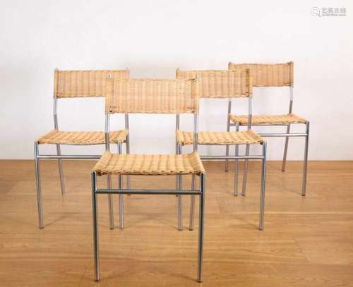 Martin Visser, set van vier verchroomd stalen stoelen, model SE 05 voor Spectrum,met pitriet