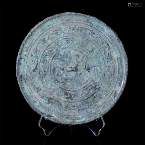 CHINESE BRONZE ROUND MIRROR