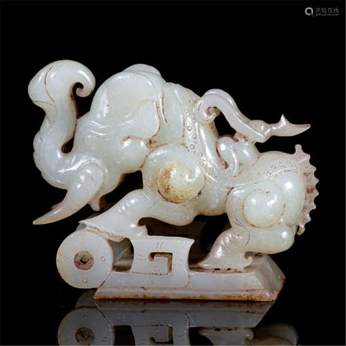 CHINESE WHITE JADE ELEPHANT TABLE ITEM