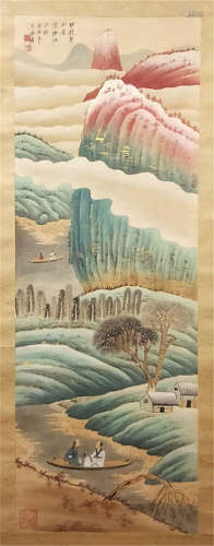 CHINESE SCROLL PAINTING OF MOUNTAIN VIEWS