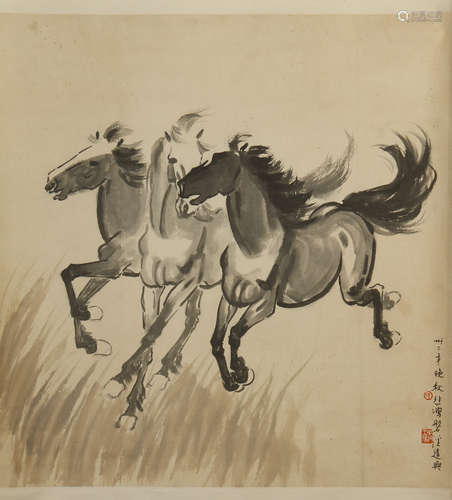 CHINESE SCROLL PAINTING OF HORSE