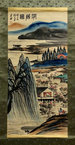 CHINESE SCROLL PAINTING OF MOUNTAIN VIEWS