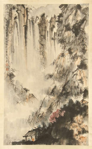 CHINESE SCROLL PAINTING OF MOUNTAIN VIEWS