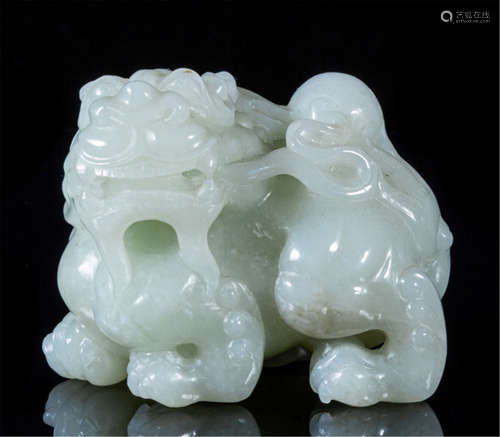 CHINESE CELADON JADE BEAST TABLE ITEM