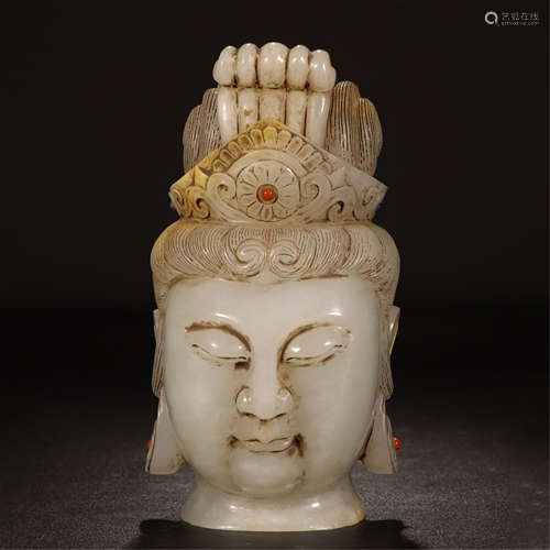 CHINESE WHITE JADE GUANYIN HEAD