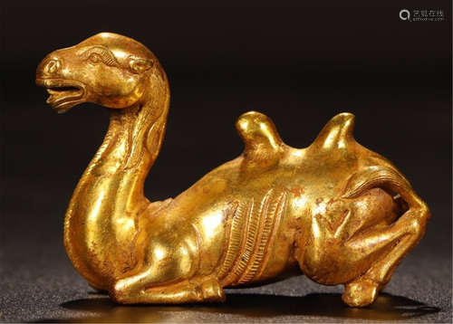 CHINESE GILT BRONZE CAMEL TABLE ITEM