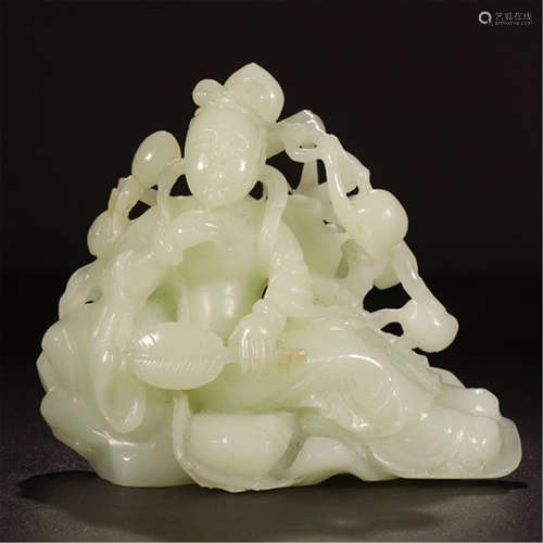 CHINESE YELLOW JADE BEAUTY TABLE ITEM