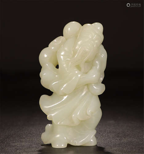 CHINESE WHITE JADE MAN TABLE ITEM