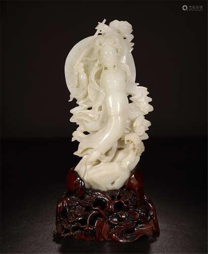 CHINESE WHITE JADE BEAUTY TABLE ITEM