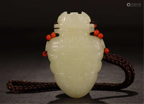 CHINESE YELLOW JADE INCENSE CAGE