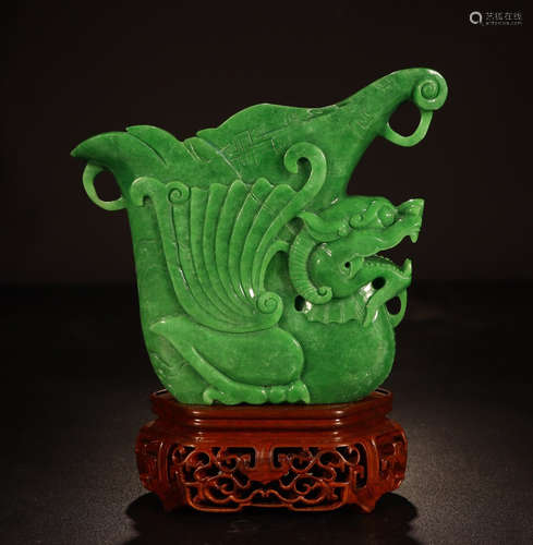 CHINESE SPINACH JADE DRAGON JUE CUP