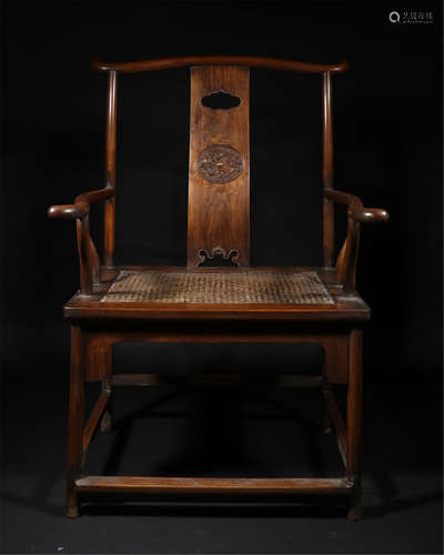 PAIR OF CHINESE HARDWOOD HUANGHUALI ARM CHAIRS