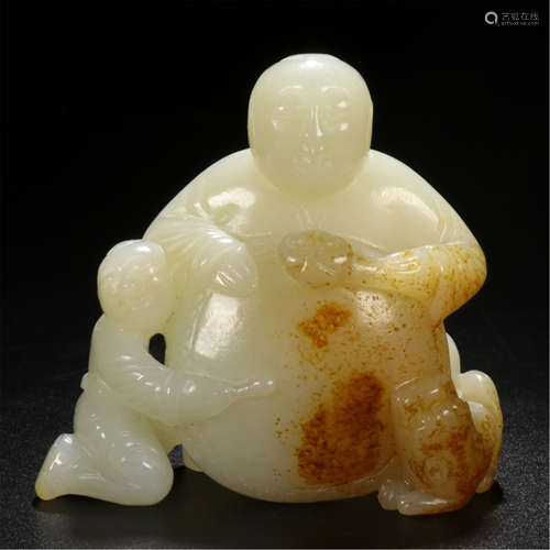 CHINESE YELLOW JADE BOY TABLE ITEM