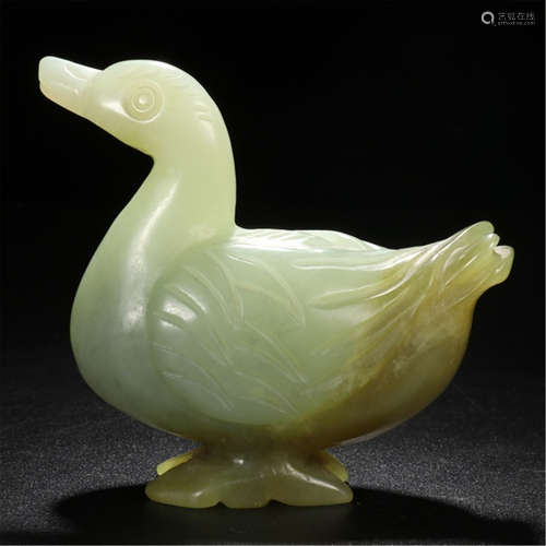 CHINESE CELADON JADE DUCK TABLE ITEM