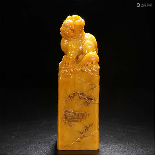 CHINESE SOAPSTONE TIANHUANG BEAST SEAL