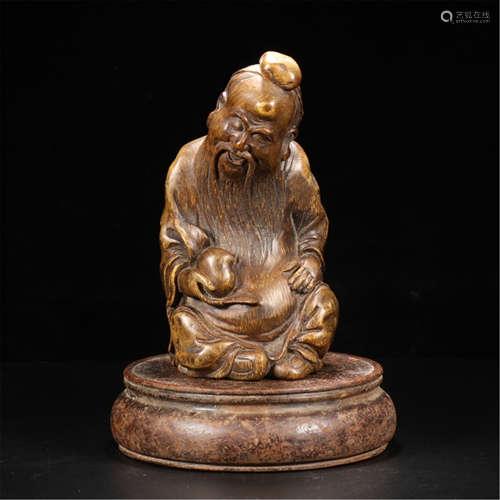 CHINESE BAMBOO CRAVED OLD MAN TABLE ITEM