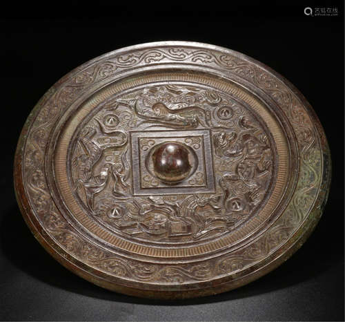 CHINESE ANCIENT BRONZE ROUND MIRROR