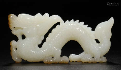 CHINESE WHITE JADE DRAGON TABLE ITEM