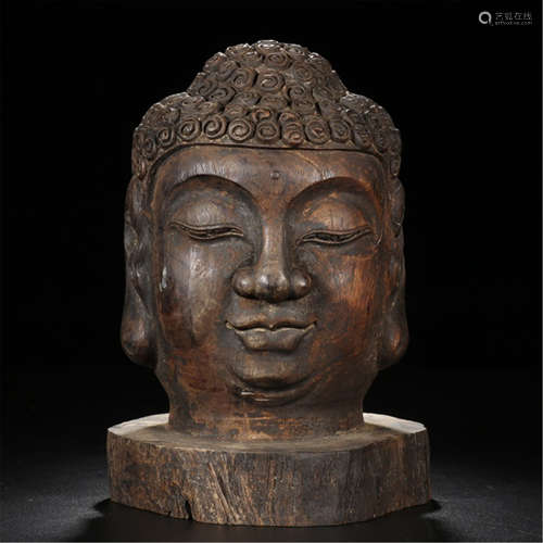 CHINESE HARDWOOD ZITAN BUDDHA HEAD