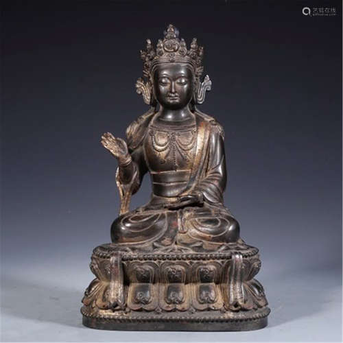 CHINESE GILT BRONZE SEATED SAKAYMUNI