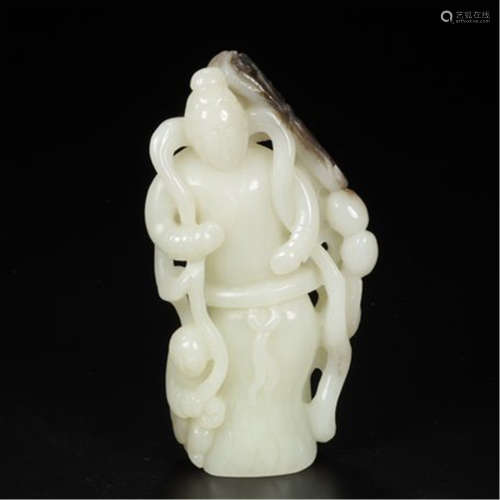 CHINESE WHITE JADE STANDING FIGURE TABLE ITEM