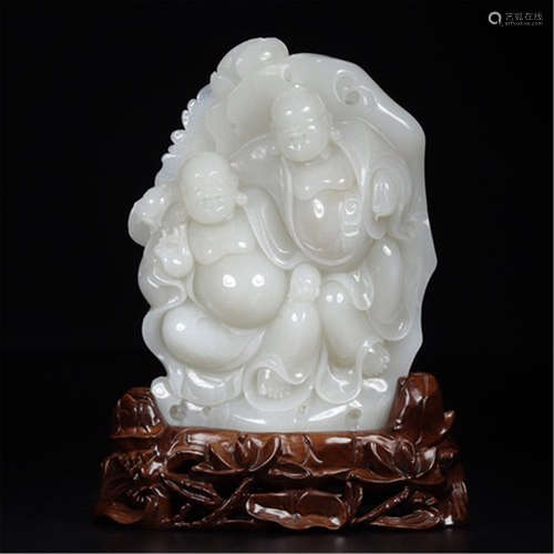 CHINESE GREY JADE LOHAN SCHOLAR ROCK