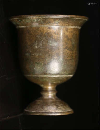 TIBETAN BRONZE STEM CUP