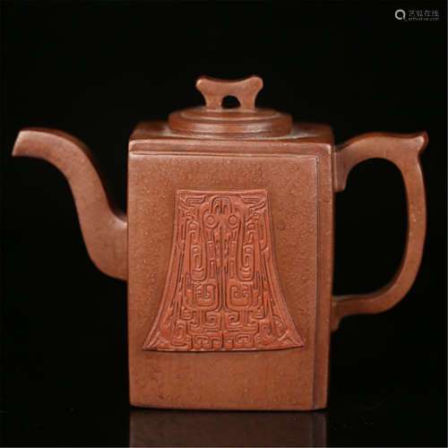 CHINESE YIXING CLAY SQUARE TEA POT