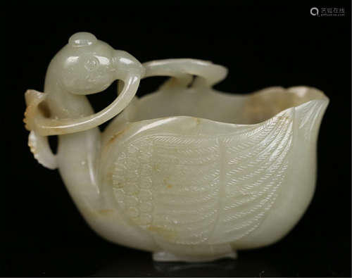 CHINESE CELADON JADE DUCK WATER POT