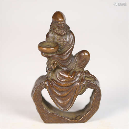 CHINESE BRONZE SEATED LOHAN TABLE ITEM