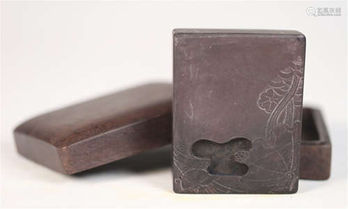 CHINESE DUAN STONE INKSTONE WITH CASE