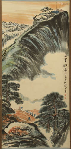 CHINESE SCROLL PAINTING OF MOUNTAIN VIEWS