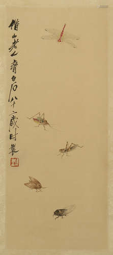 CHINESE SCROLL PAINTING OF INSECT