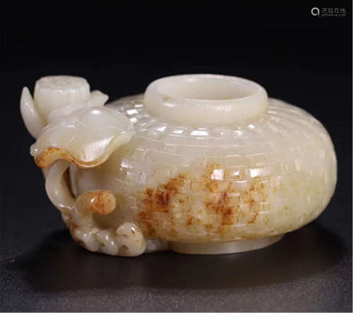 CHINESE GREY JADE LOTUS WATER POT