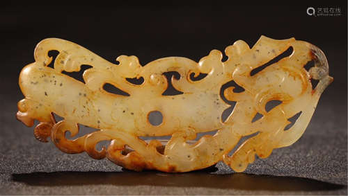 CHINESE NEPHRITE JADE DRAGON PLAQUE