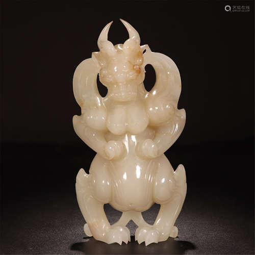 CHINESE GREY JADE STANDING FIGURE TABLE ITEM