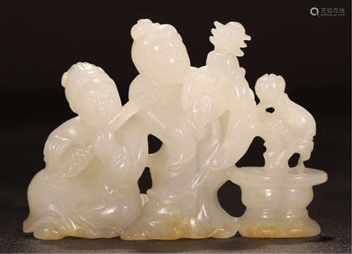 CHINESE WHITE JADE MUSICAN TABLE ITEM