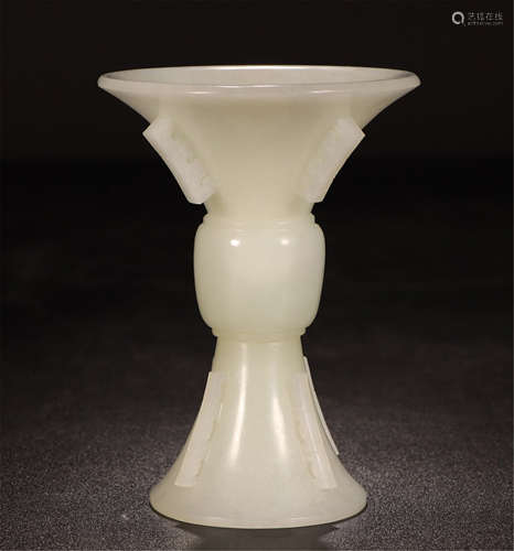 CHINESE WHITE JADE GU VASE