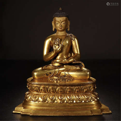 CHINESE GILT BRONZE SEATED SAKAYMUNI