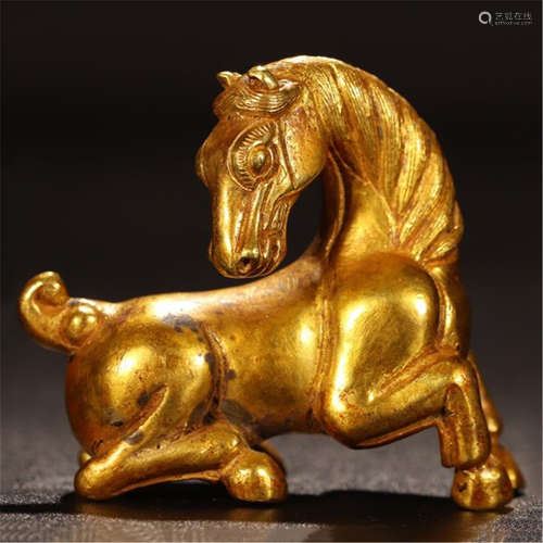 CHINESE GILT BRONZE HORSE TABLE ITEM