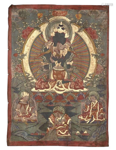 TIBETAN THANGKA OF SEATED BUDDHA