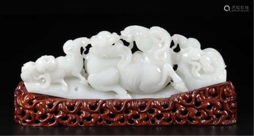 CHINESE WHITE JADE RAMS TABLE ITEM