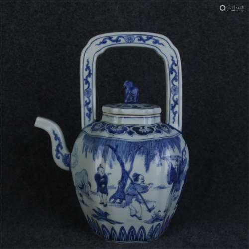A Chinese Blue and White Porcelain Tea Pot