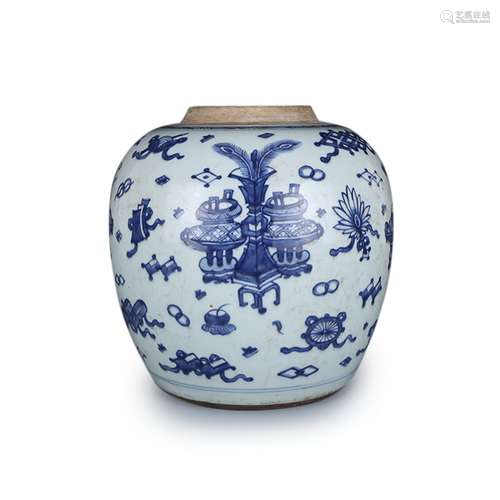 A Chinese Blue and White Porcelain Jar