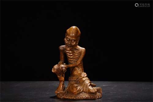 A Chinese Carved Bamboo Figure of Luohan