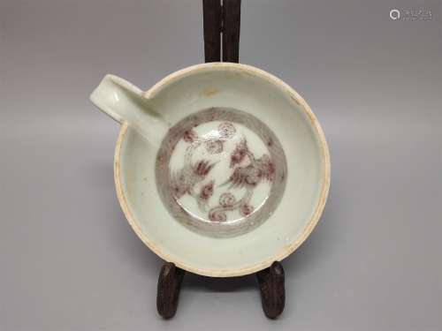 A Chinese Iron-Red Glazed Porcelain Brush Washer